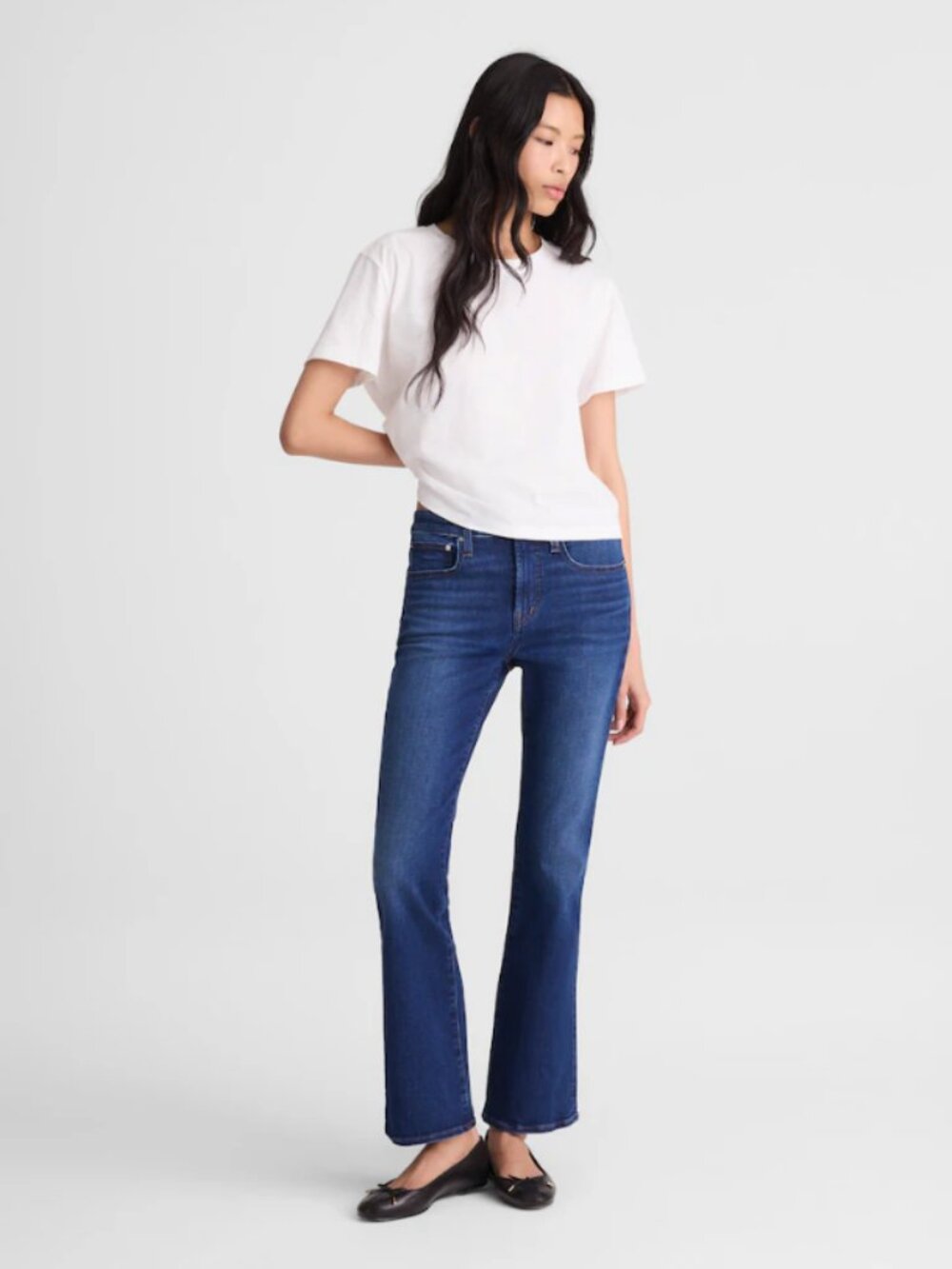 Madewell Stretch Flare Crop Jeans Dark Wash Denim Mid Rise NEW Size 31 Short